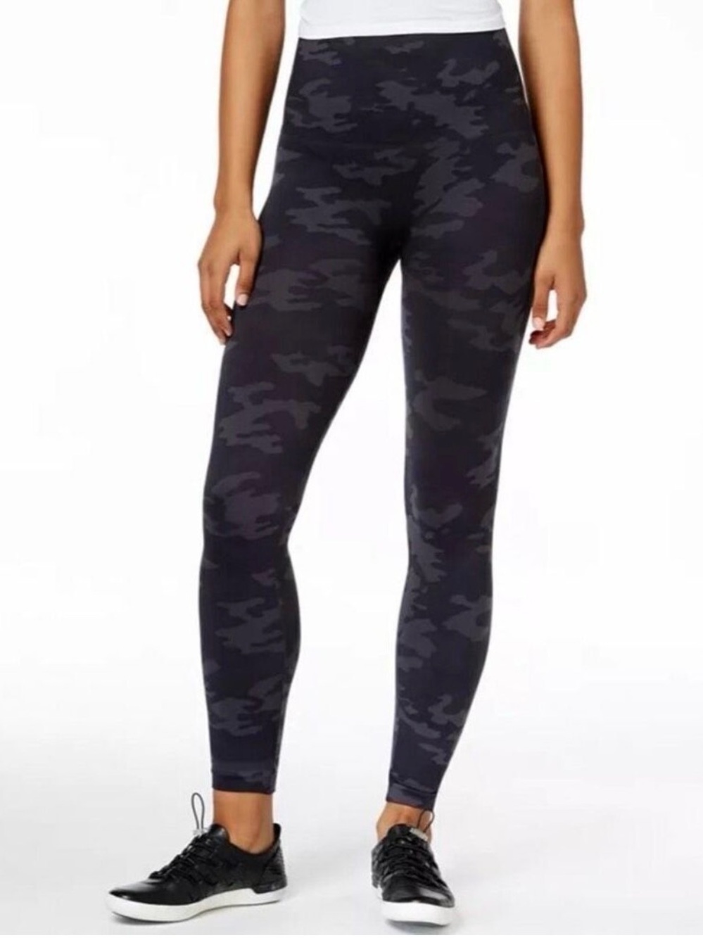SPANX Black Gray Camo High Waisted Seamless Leggings Size M